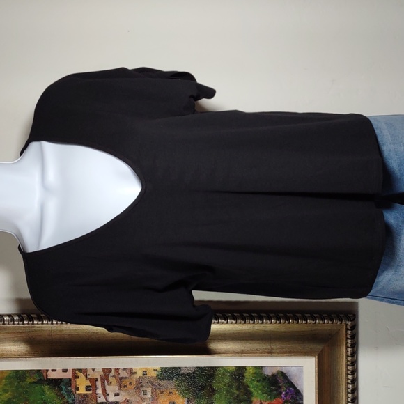 Passport V Neck Tee w/ Ruched Sleeves - Picture 1 of 7